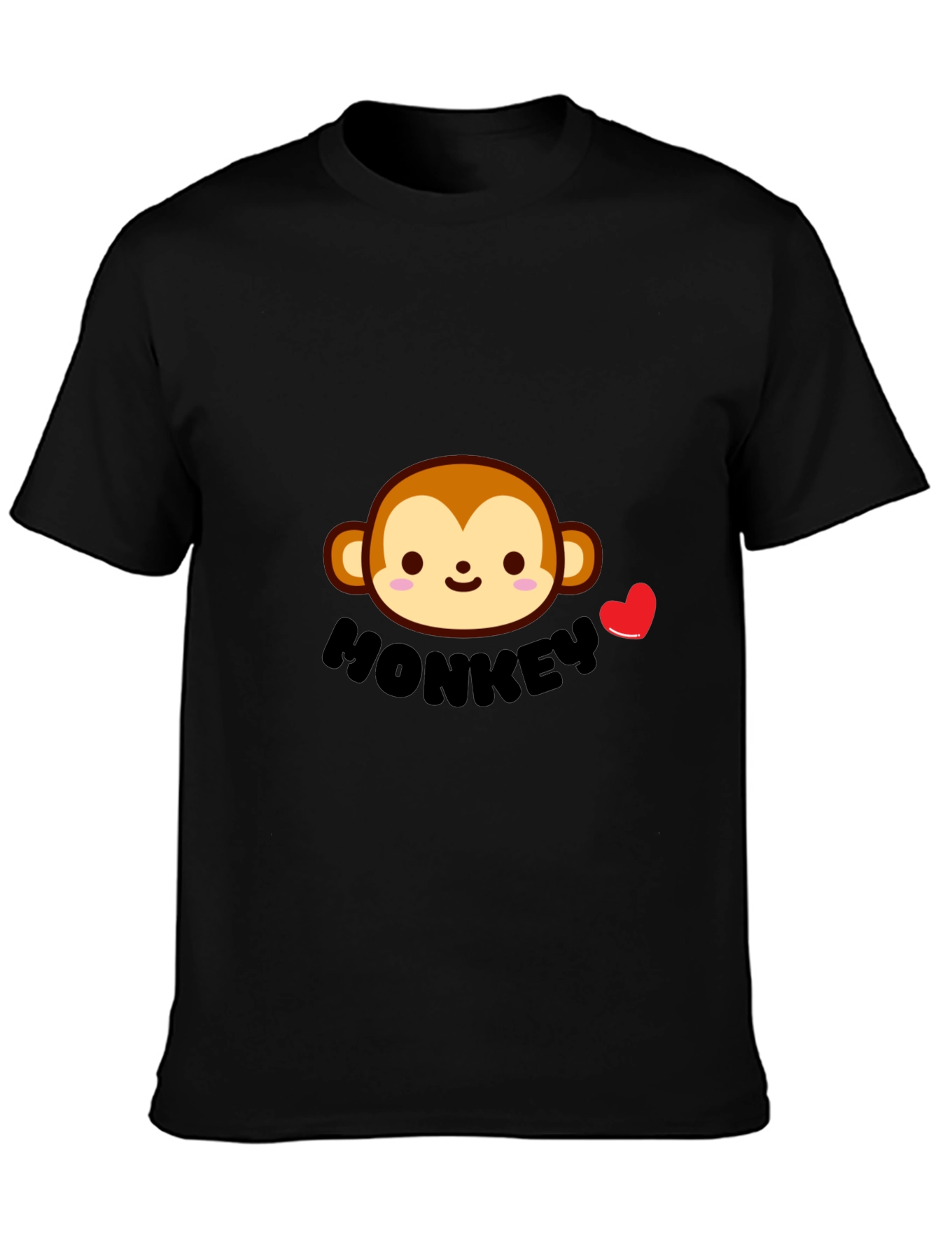 Cute Monkey Graphic Tee - Black Cotton Comfort