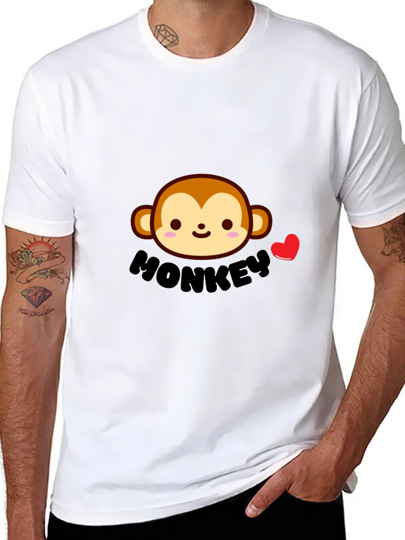 Cute Monkey Graphic Tee - Black Cotton Comfort