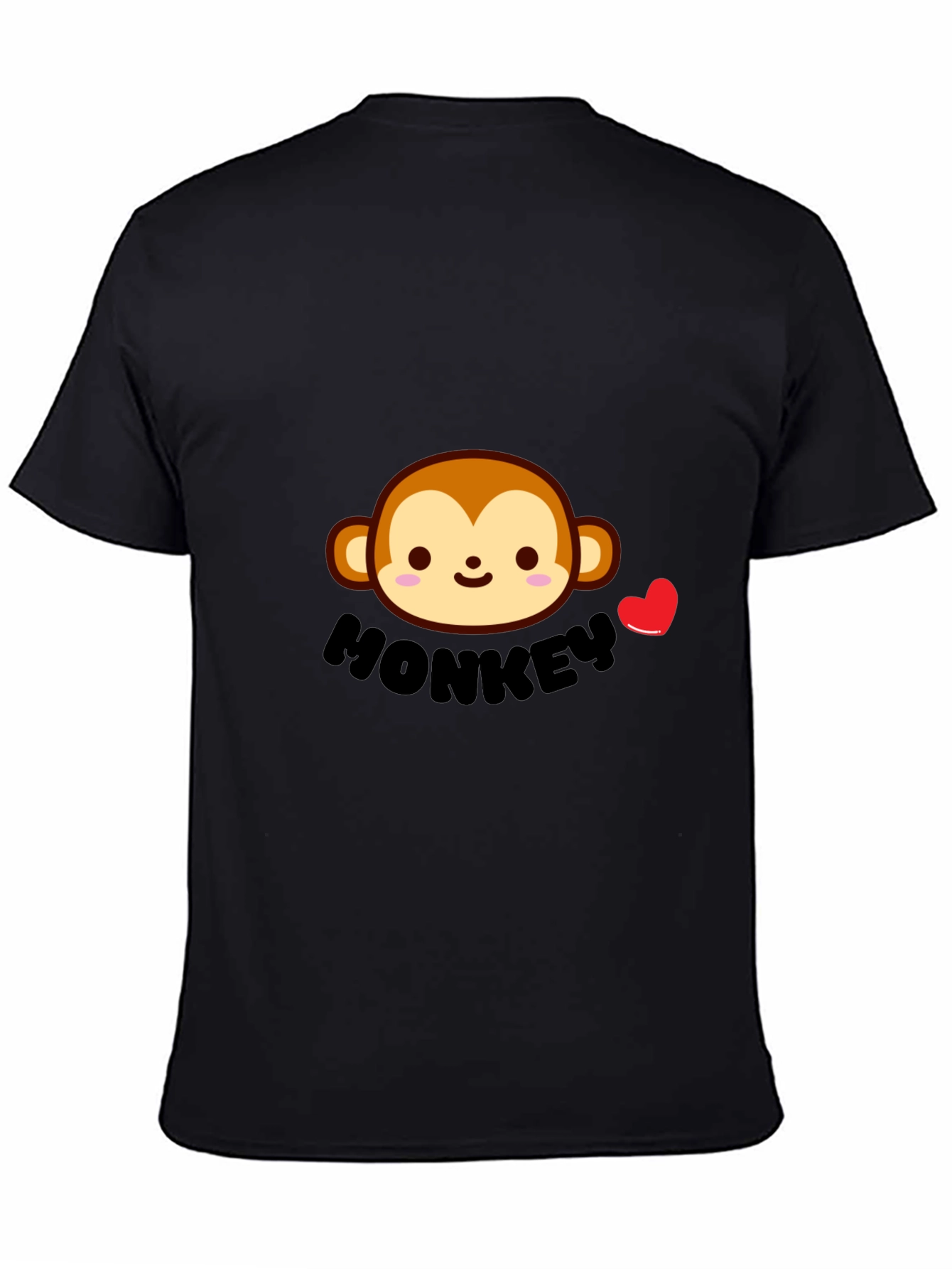 Cute Monkey Graphic Tee - Black Cotton Comfort