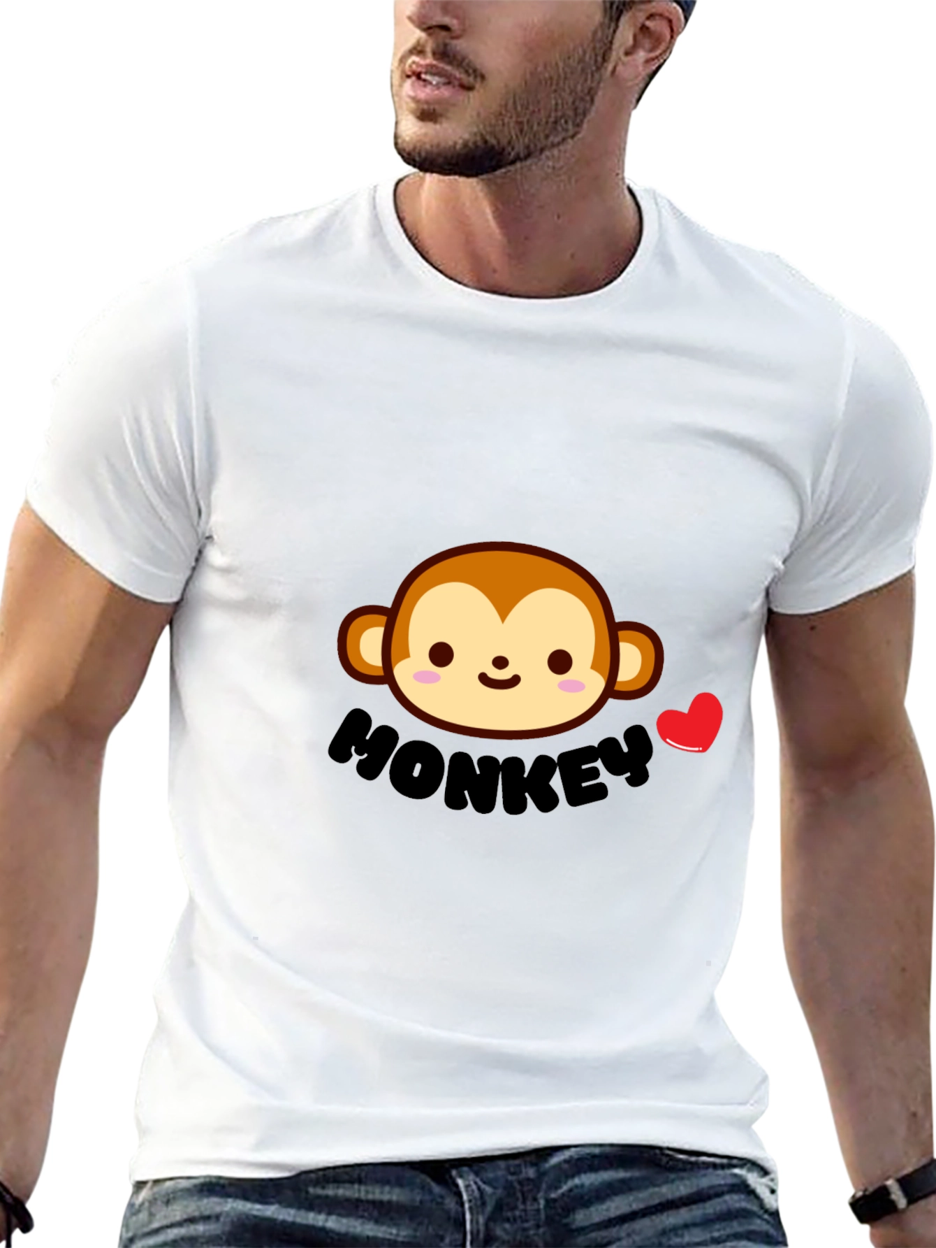 Cute Monkey Graphic Tee - Black Cotton Comfort