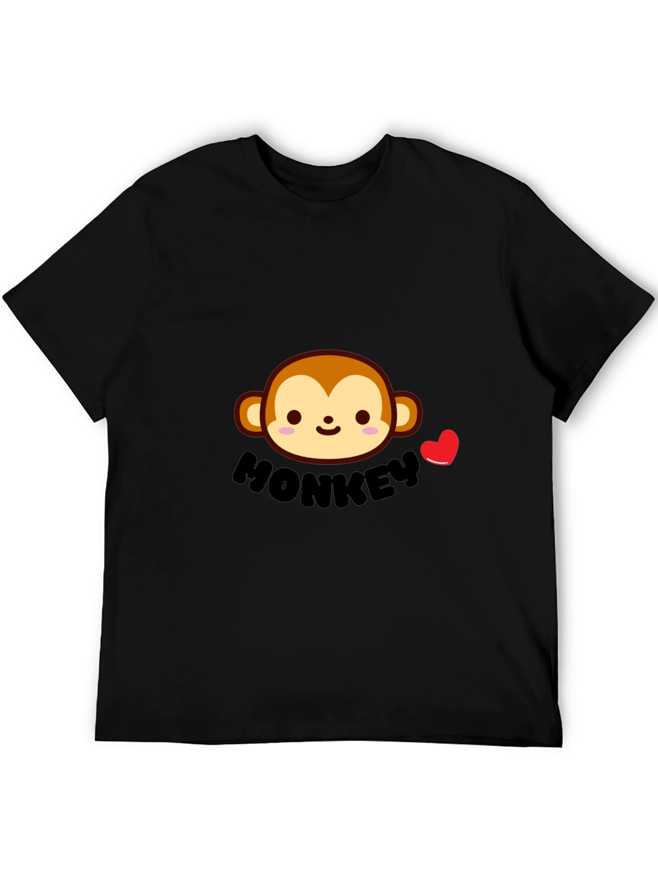Cute Monkey Graphic Tee - Black Cotton Comfort