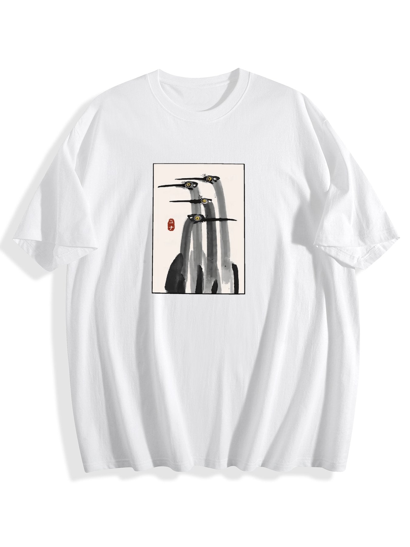T-shirt Tokyo-tiger-japanese-crane-poster-washed-t-shirt