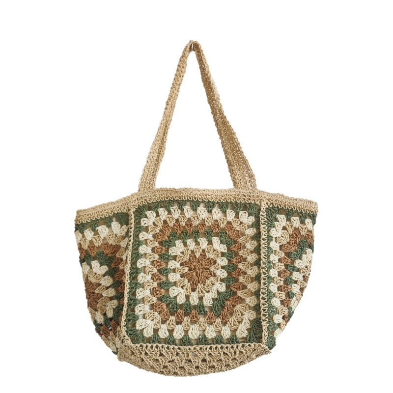 Elegant Handcrafted Straw Tote Bag - Large Capacity Beach Shoulder Bag