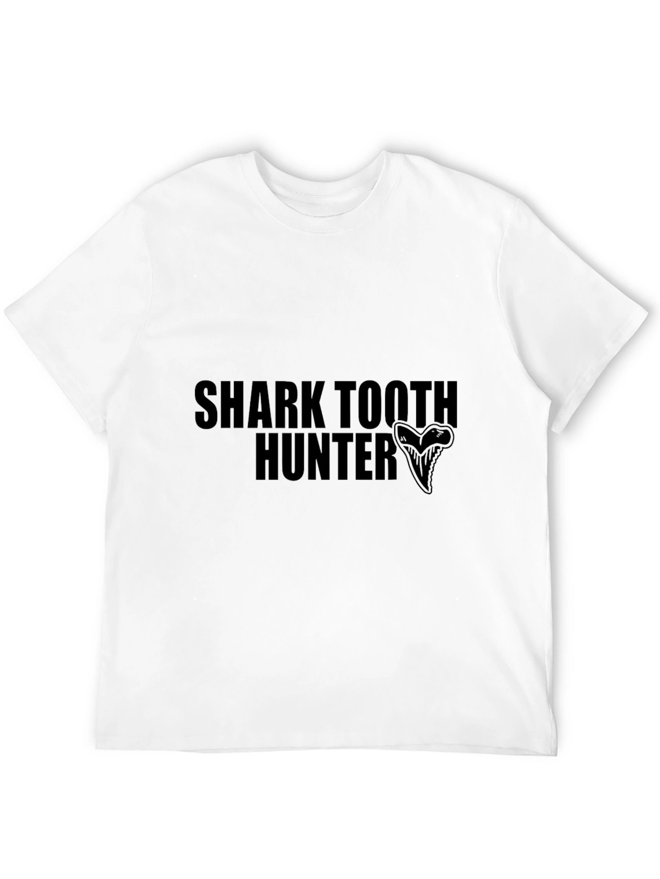Shark Tooth Hunter Graphic Tee - Black Cotton T-Shirt