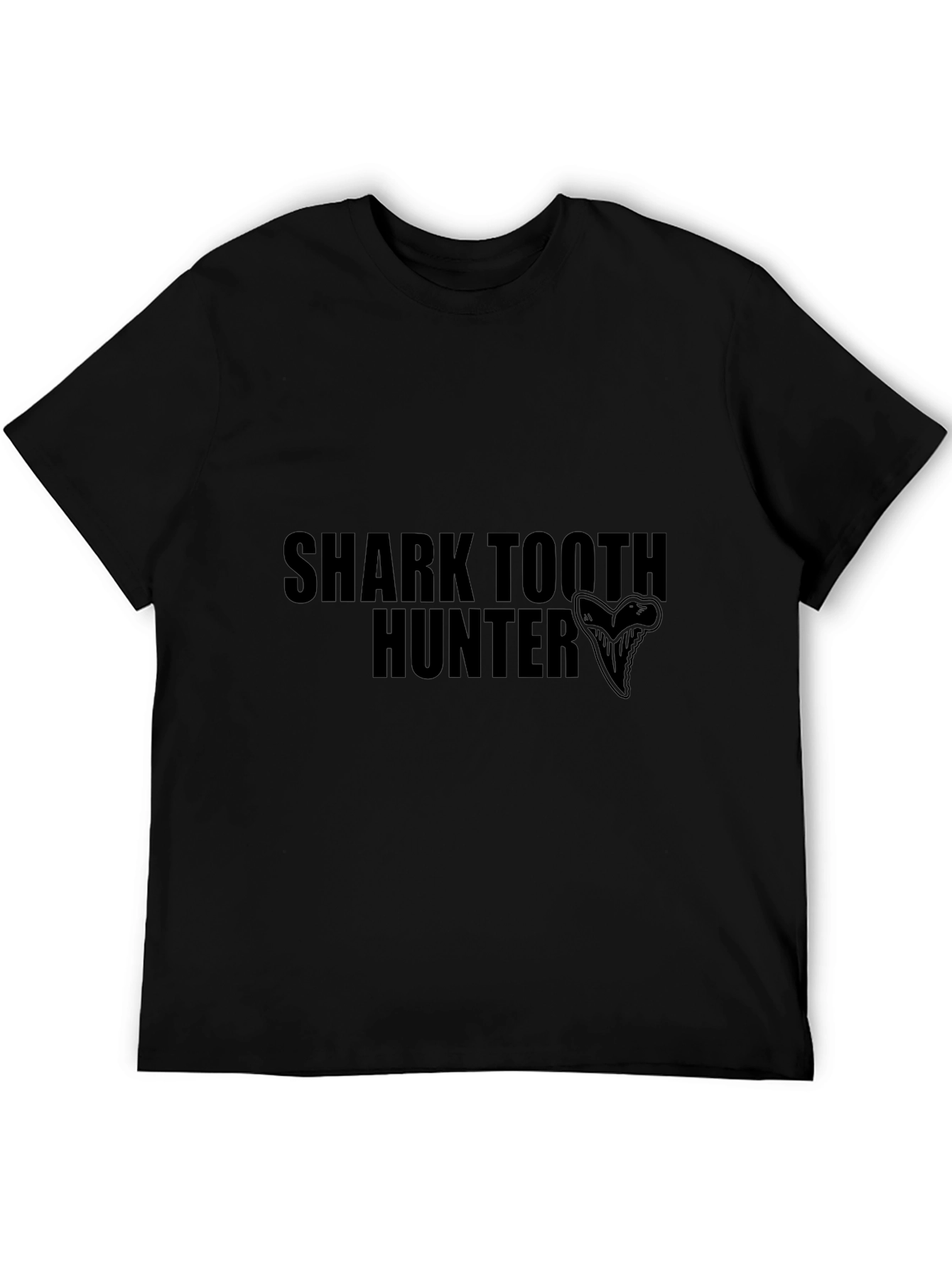 Shark Tooth Hunter Graphic Tee - Black Cotton T-Shirt