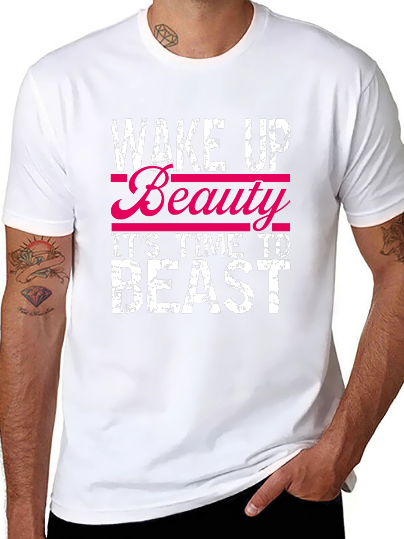 Wake Up Beauty Beast Graphic Tee - Black