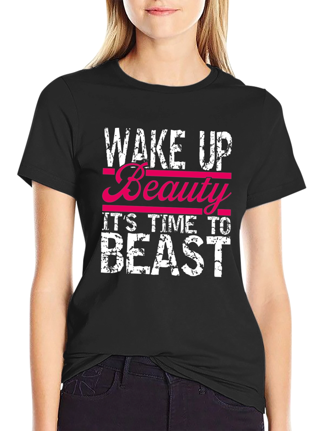 Wake Up Beauty Beast Graphic Tee - Black