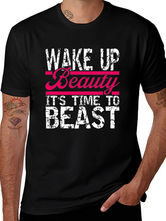 Wake Up Beauty Beast Graphic Tee - Black