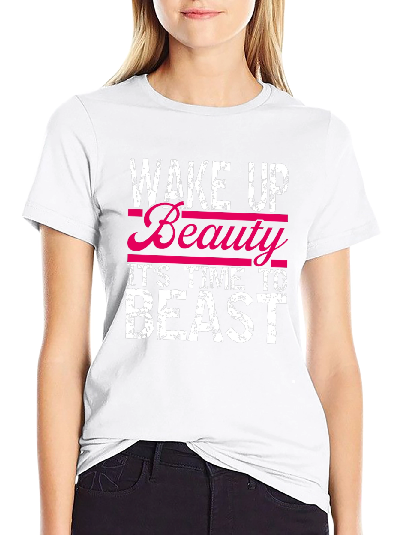 Wake Up Beauty Beast Graphic Tee - Black