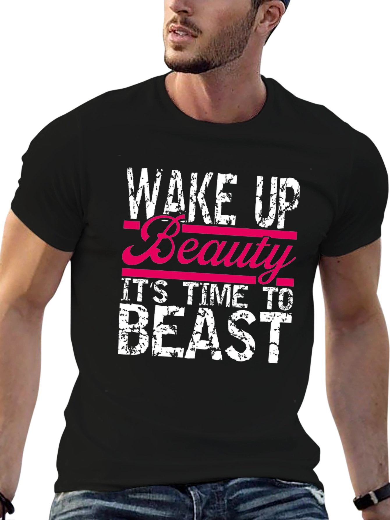 Wake Up Beauty Beast Graphic Tee - Black