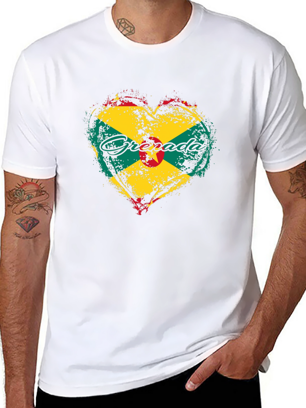 Grenada Flag Heart T-Shirt - Patriotic Island Pride