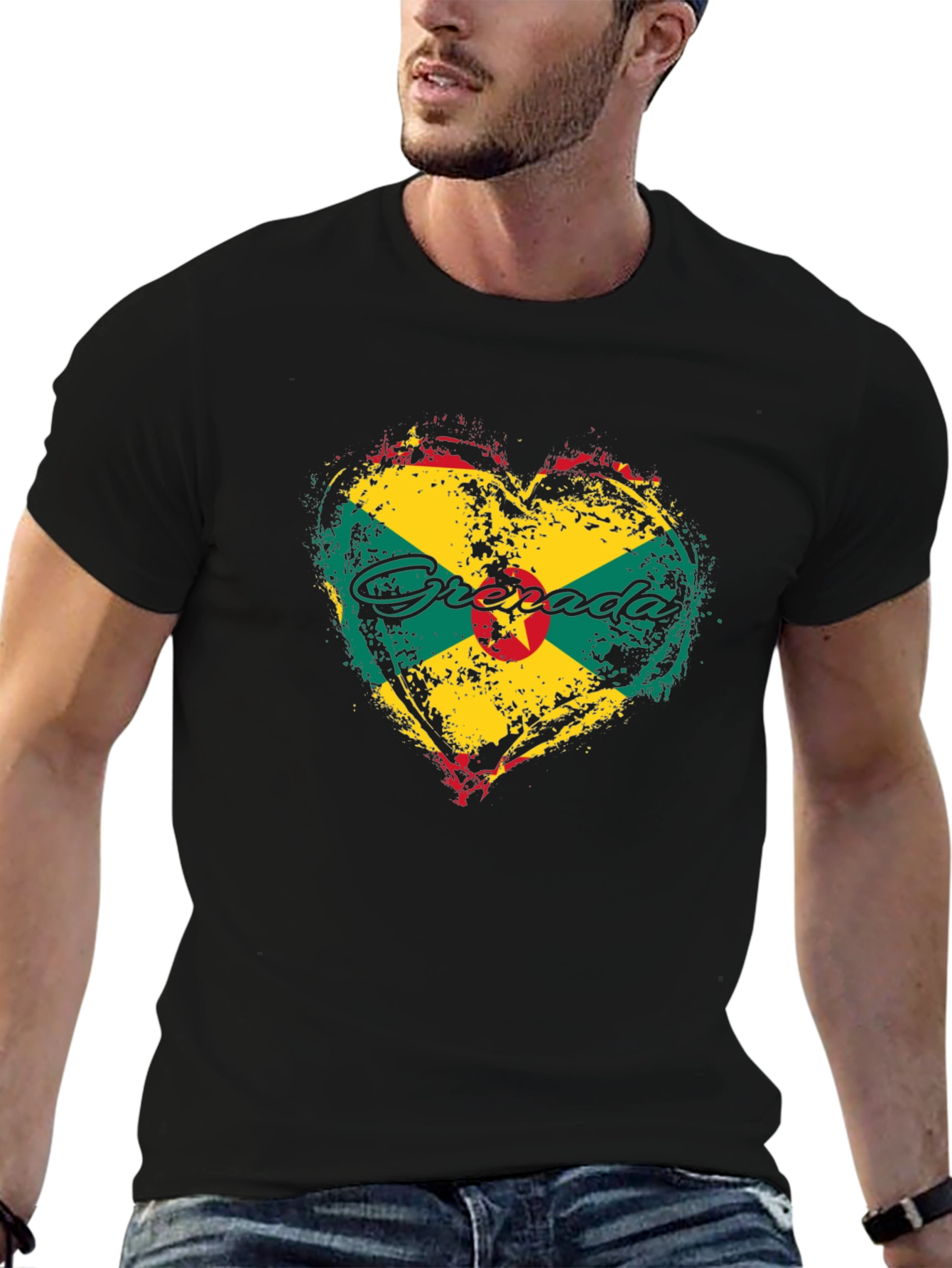 Grenada Flag Heart T-Shirt - Patriotic Island Pride