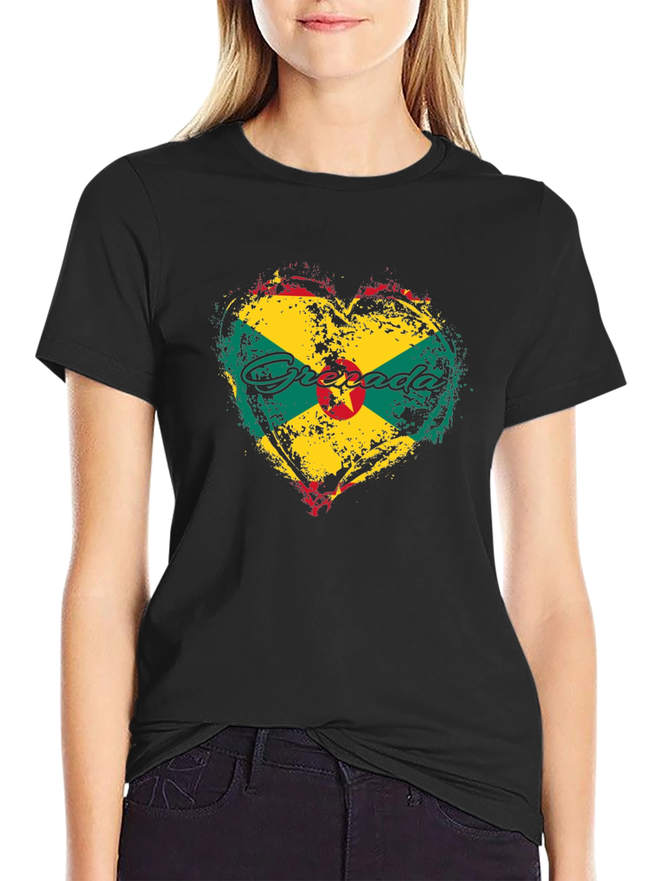 Grenada Flag Heart T-Shirt - Patriotic Island Pride