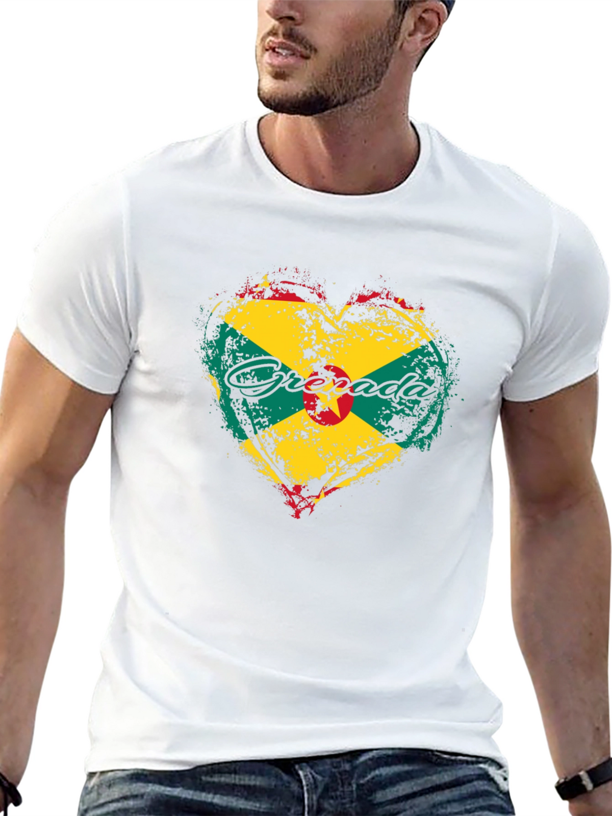 Grenada Flag Heart T-Shirt - Patriotic Island Pride