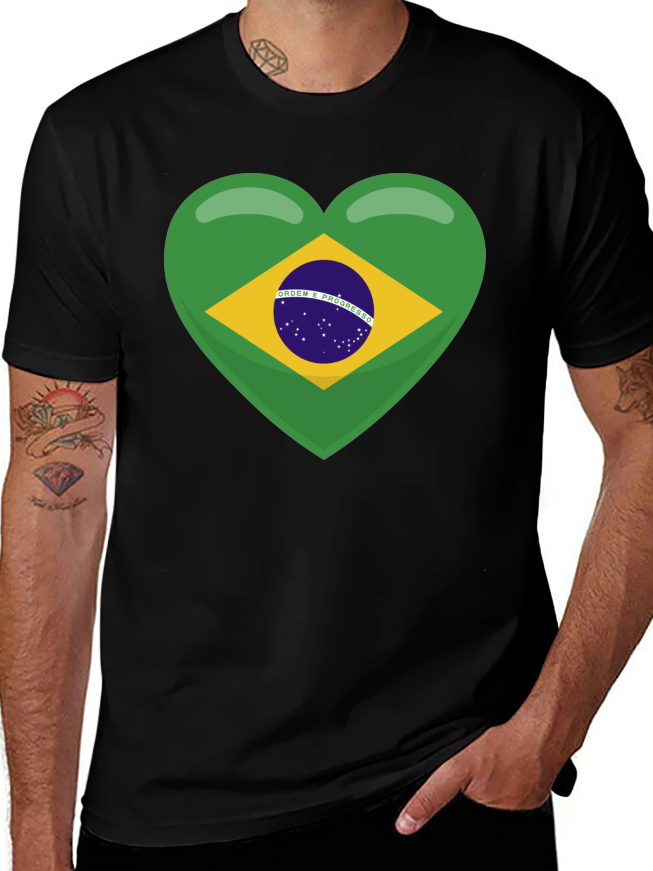 Brazil Flag Heart T-Shirt - Show Your Love!