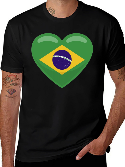 Brazil Flag Heart T-Shirt - Show Your Love!