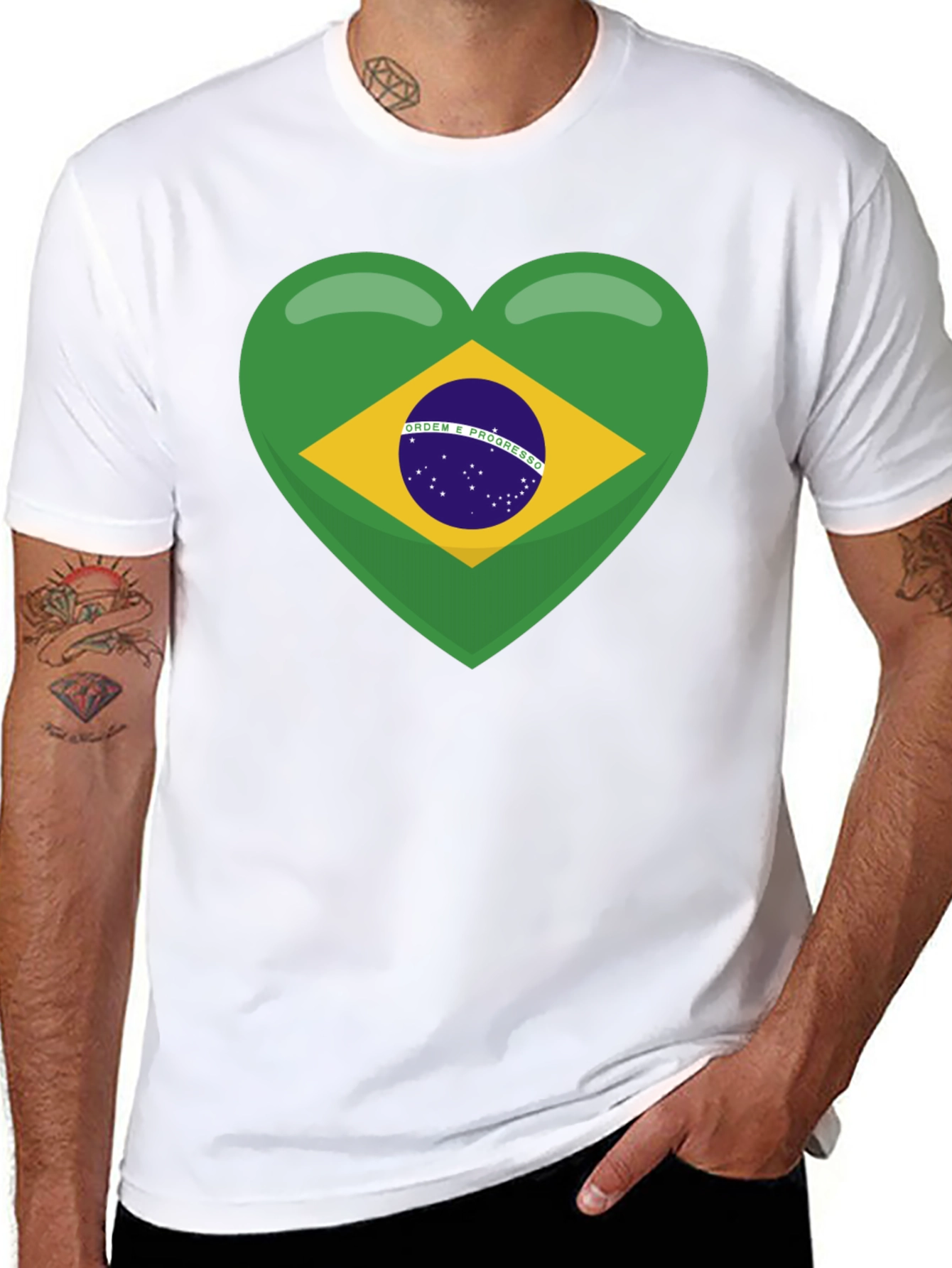 Brazil Flag Heart T-Shirt - Show Your Love!