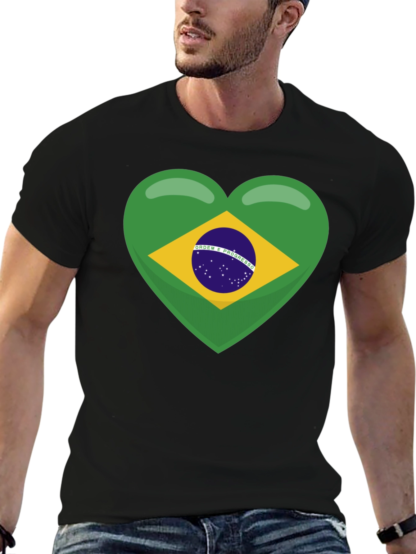 Brazil Flag Heart T-Shirt - Show Your Love!