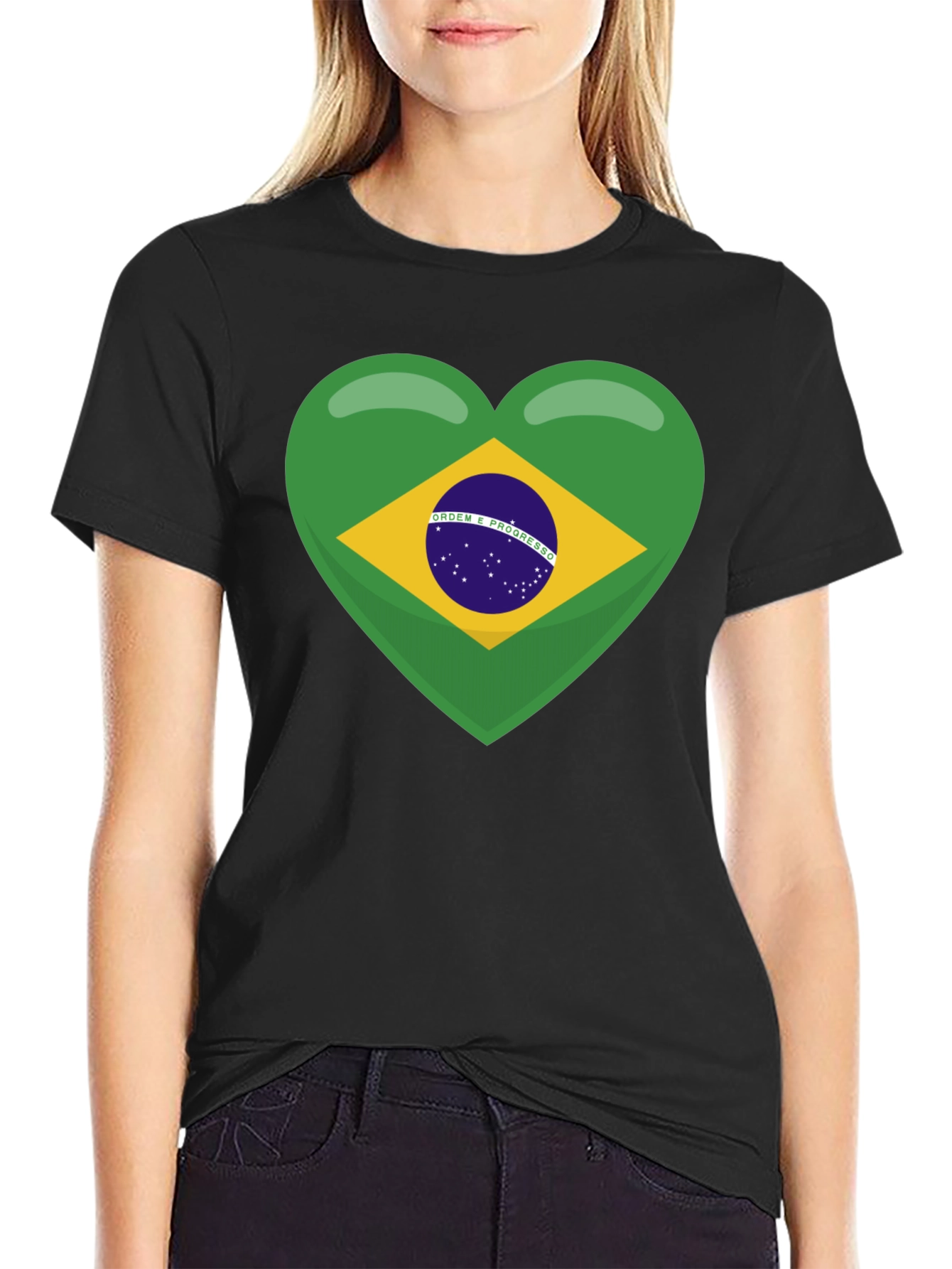 Brazil Flag Heart T-Shirt - Show Your Love!