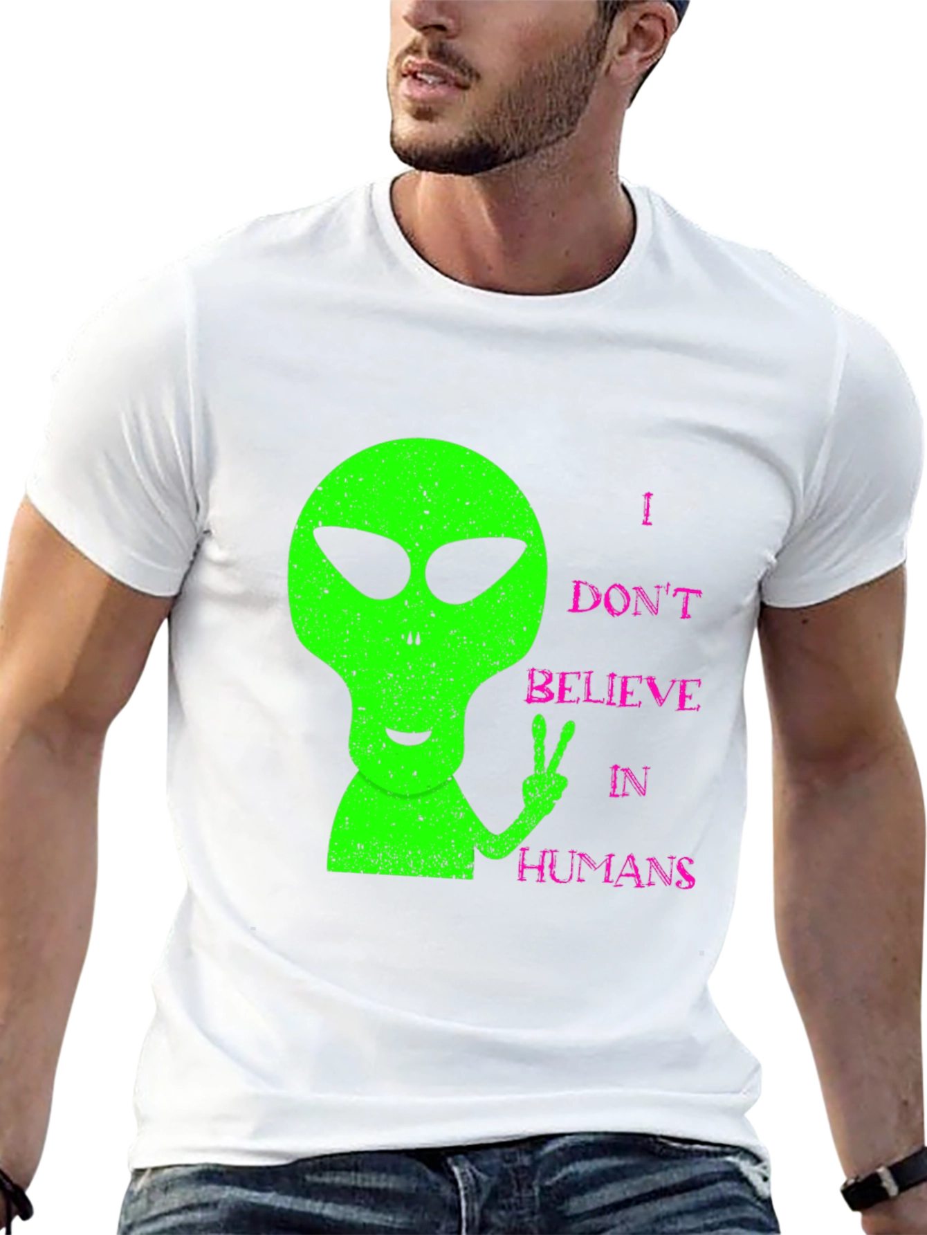 Alien Peace T-Shirt - I Dont Believe in Humans
