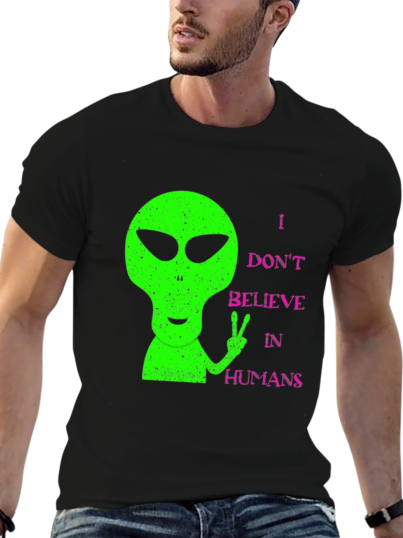 Alien Peace T-Shirt - I Dont Believe in Humans