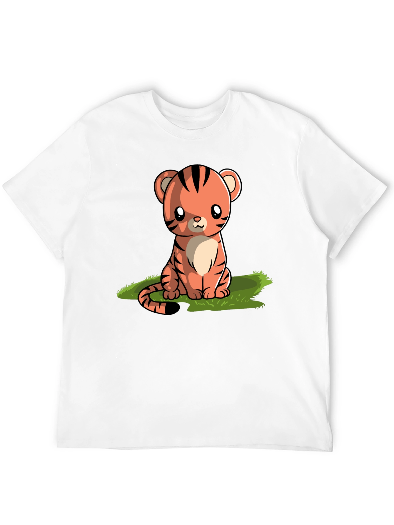 Cute Cartoon Tiger Graphic Tee - Black T-Shirt