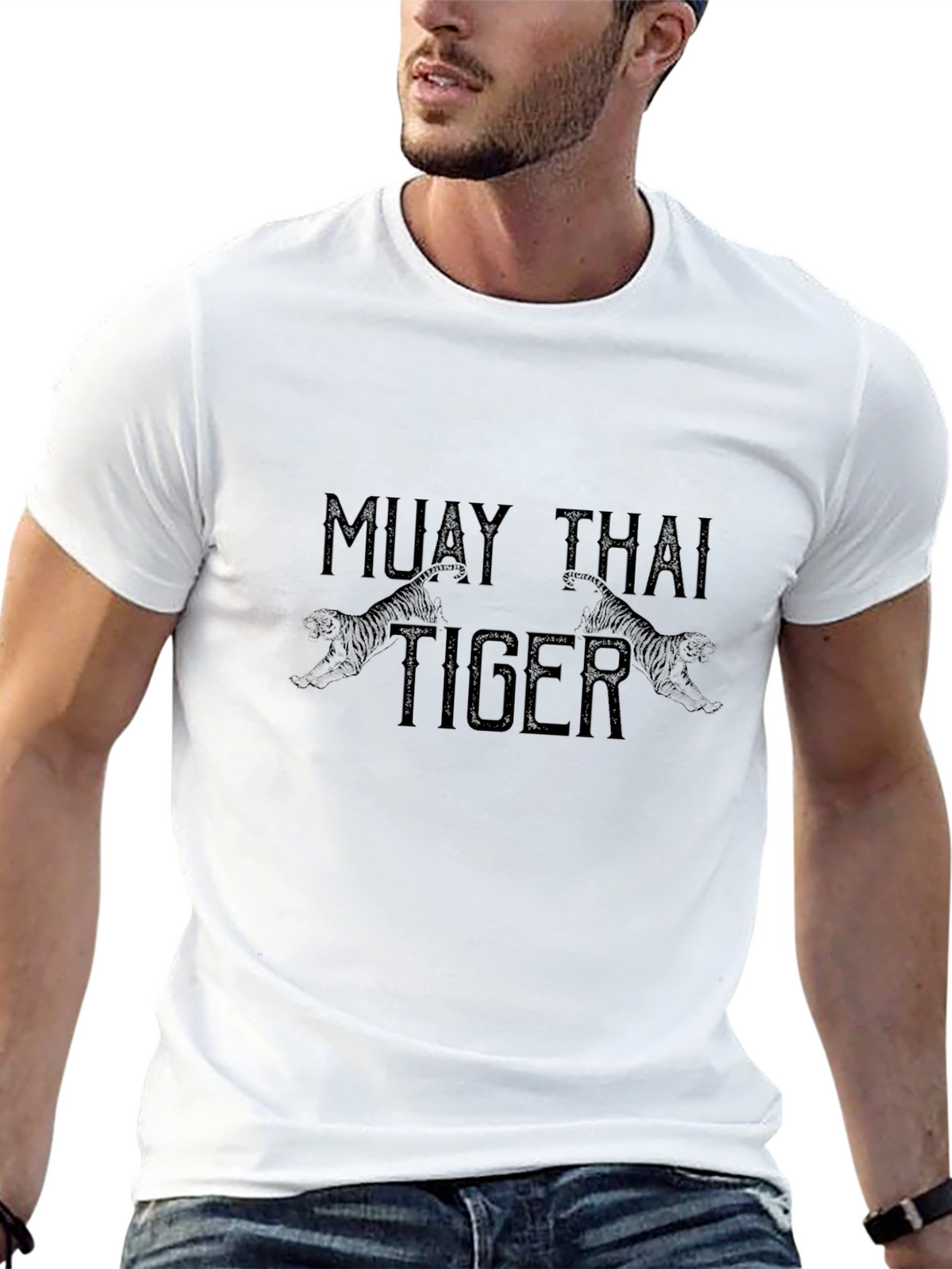 Muay Thai Tiger Graphic Tee - Black Casual T-Shirt