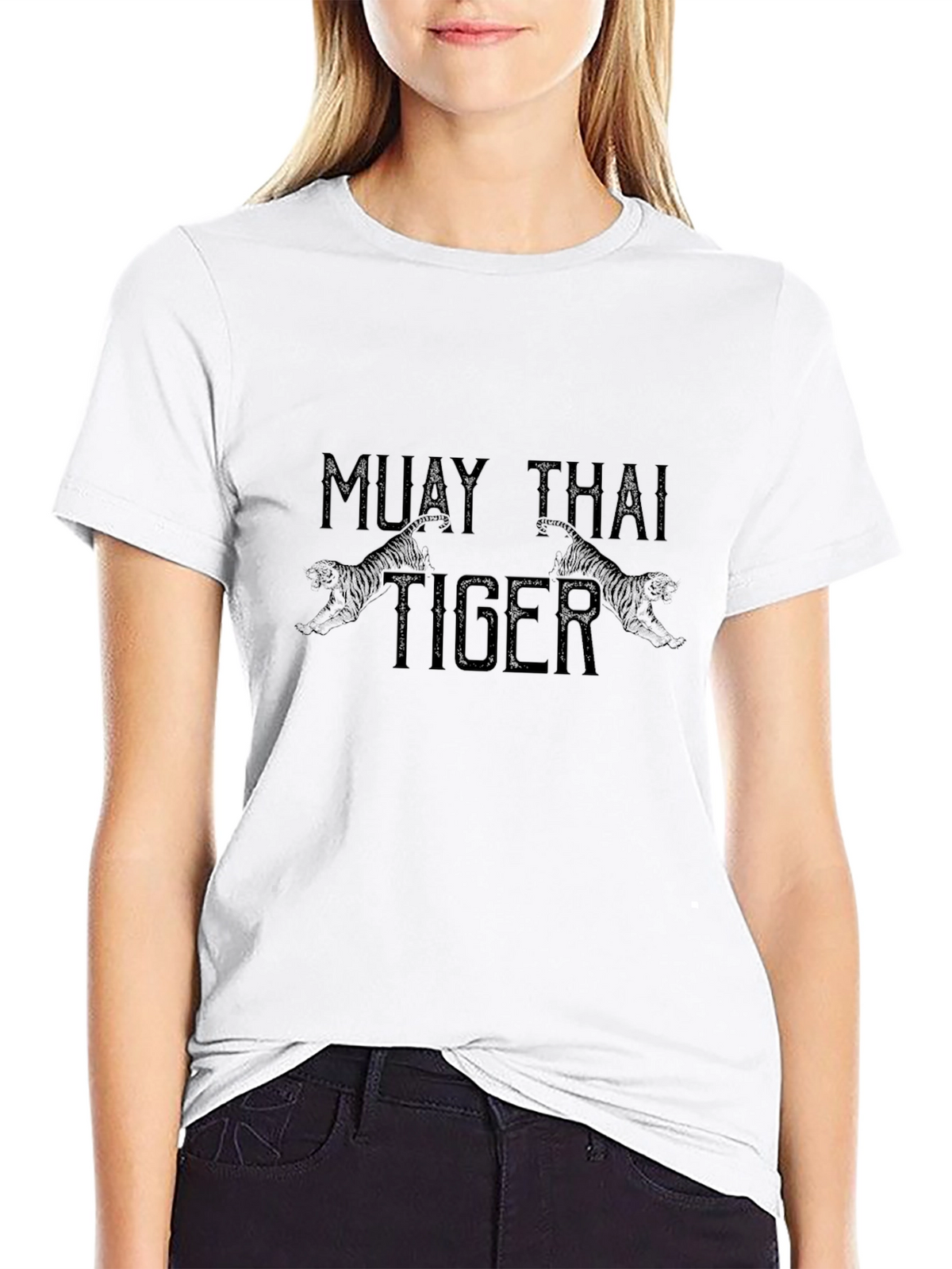 Muay Thai Tiger Graphic Tee - Black Casual T-Shirt
