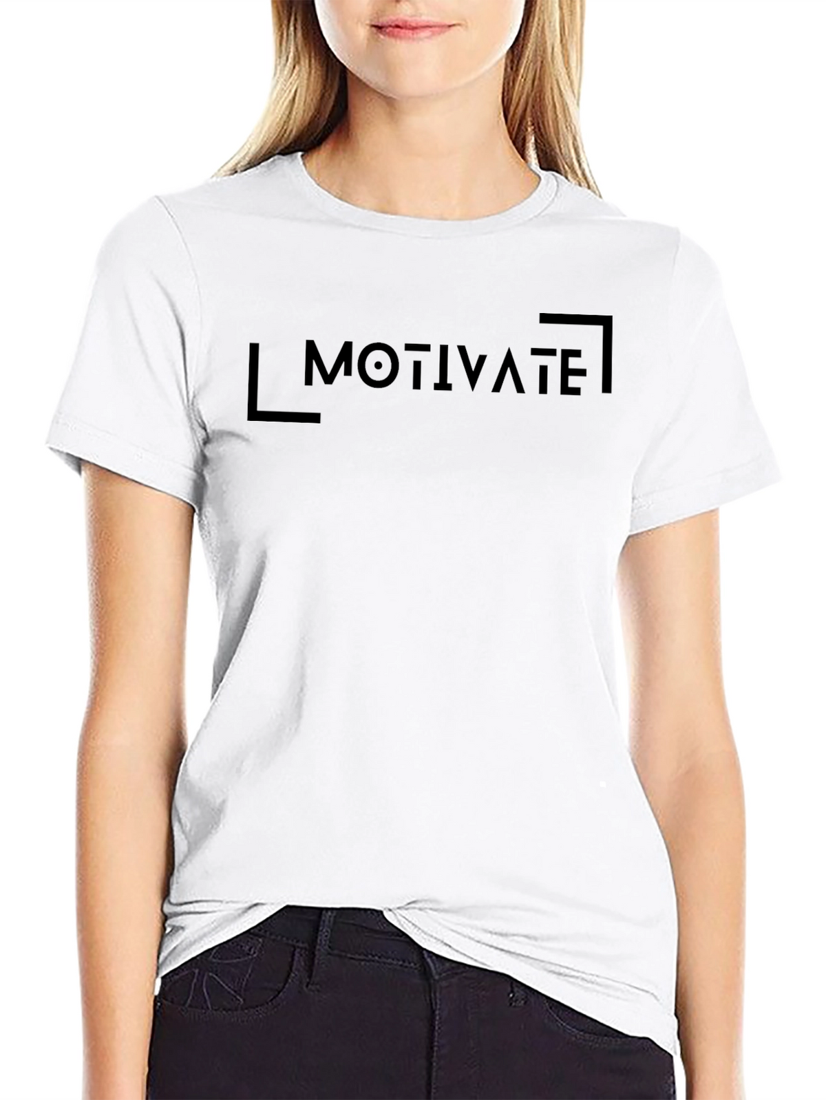 Motivate Graphic Print Black T-Shirt