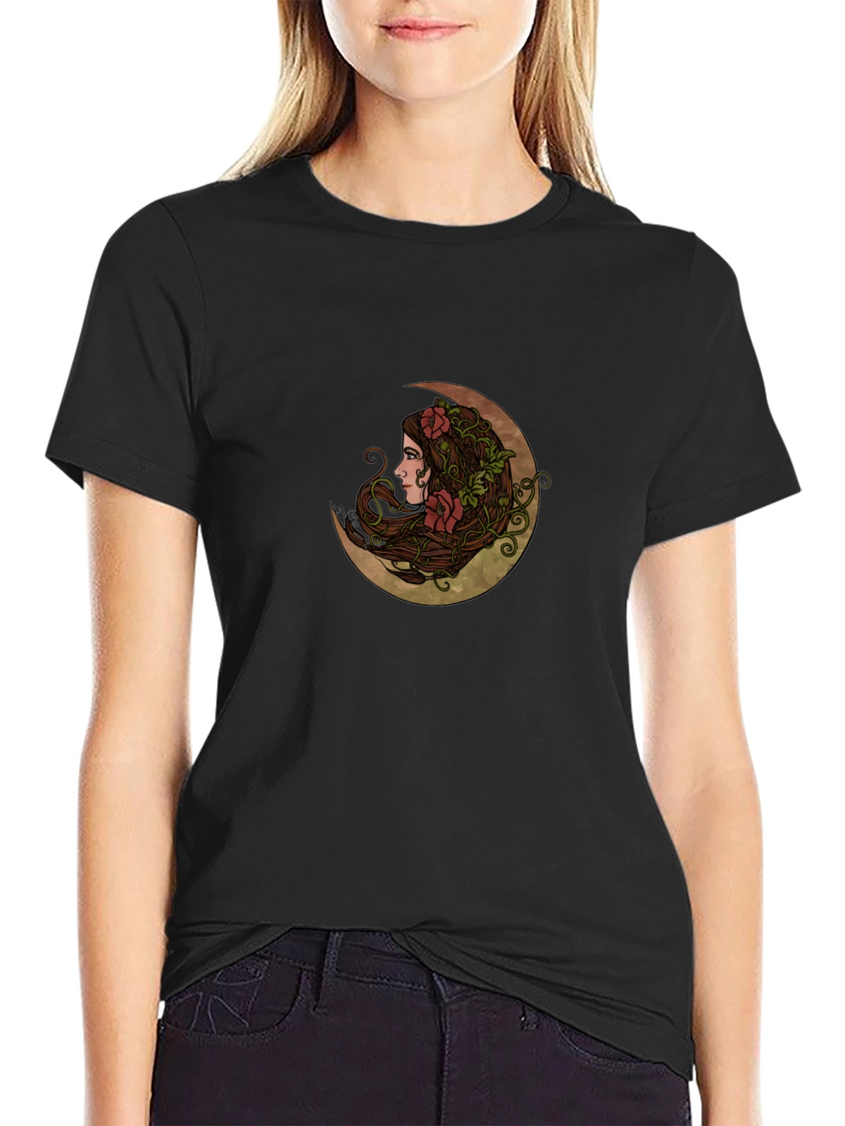 Moon Goddess Graphic T-Shirt - Unisex Black Tee