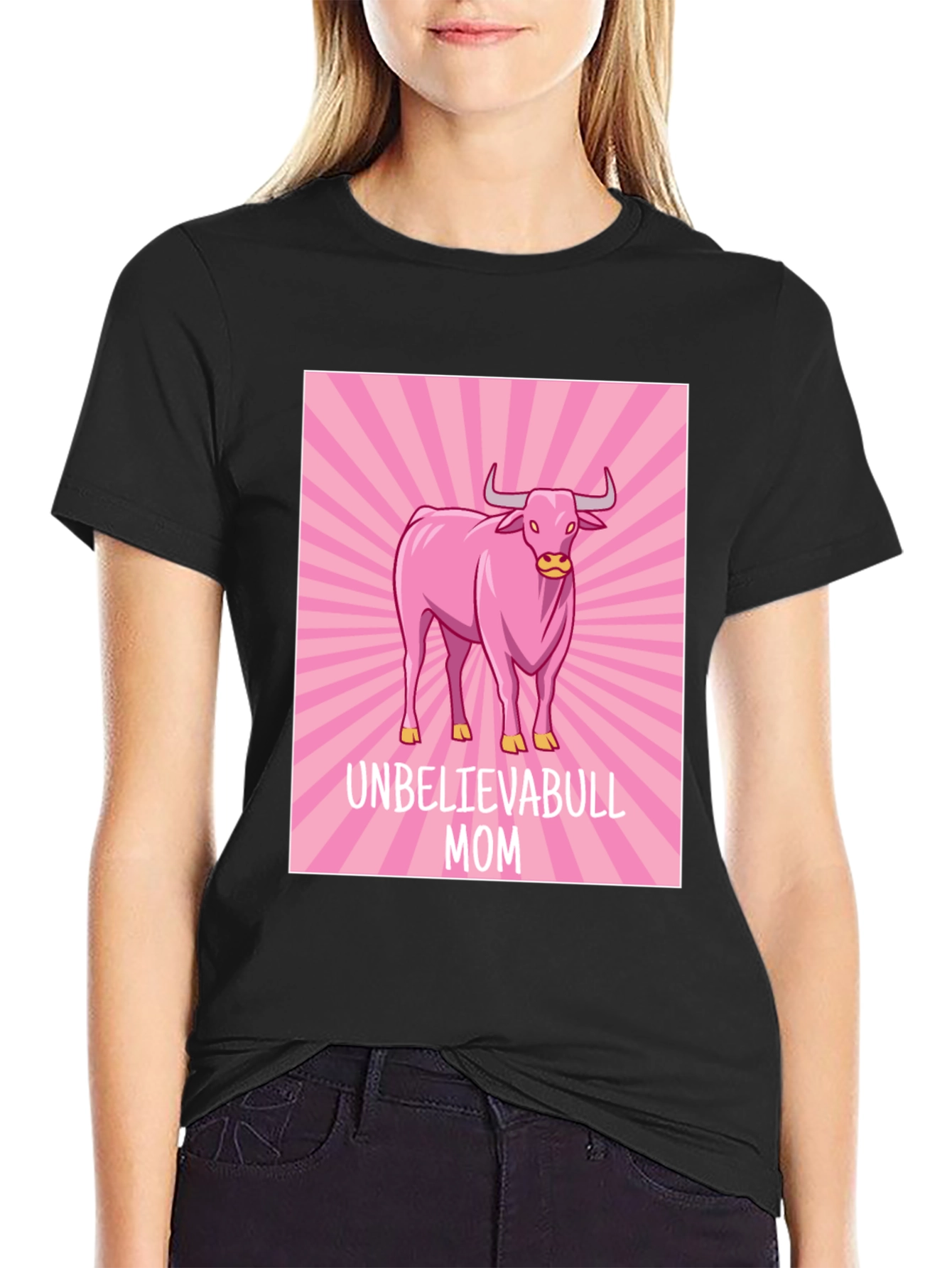 Unbelievabull Mom T-Shirt - Pink Bull Graphic Tee