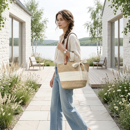 Versatile Shoulder Straw Bag: Large Capacity, Ideal for Beach Trips