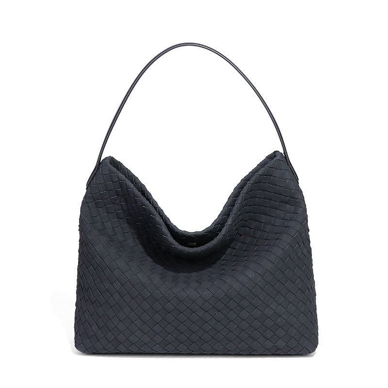 Vintage Suede Tote Bag - Handmade Braided, Large Capacity Fashion Accessory
