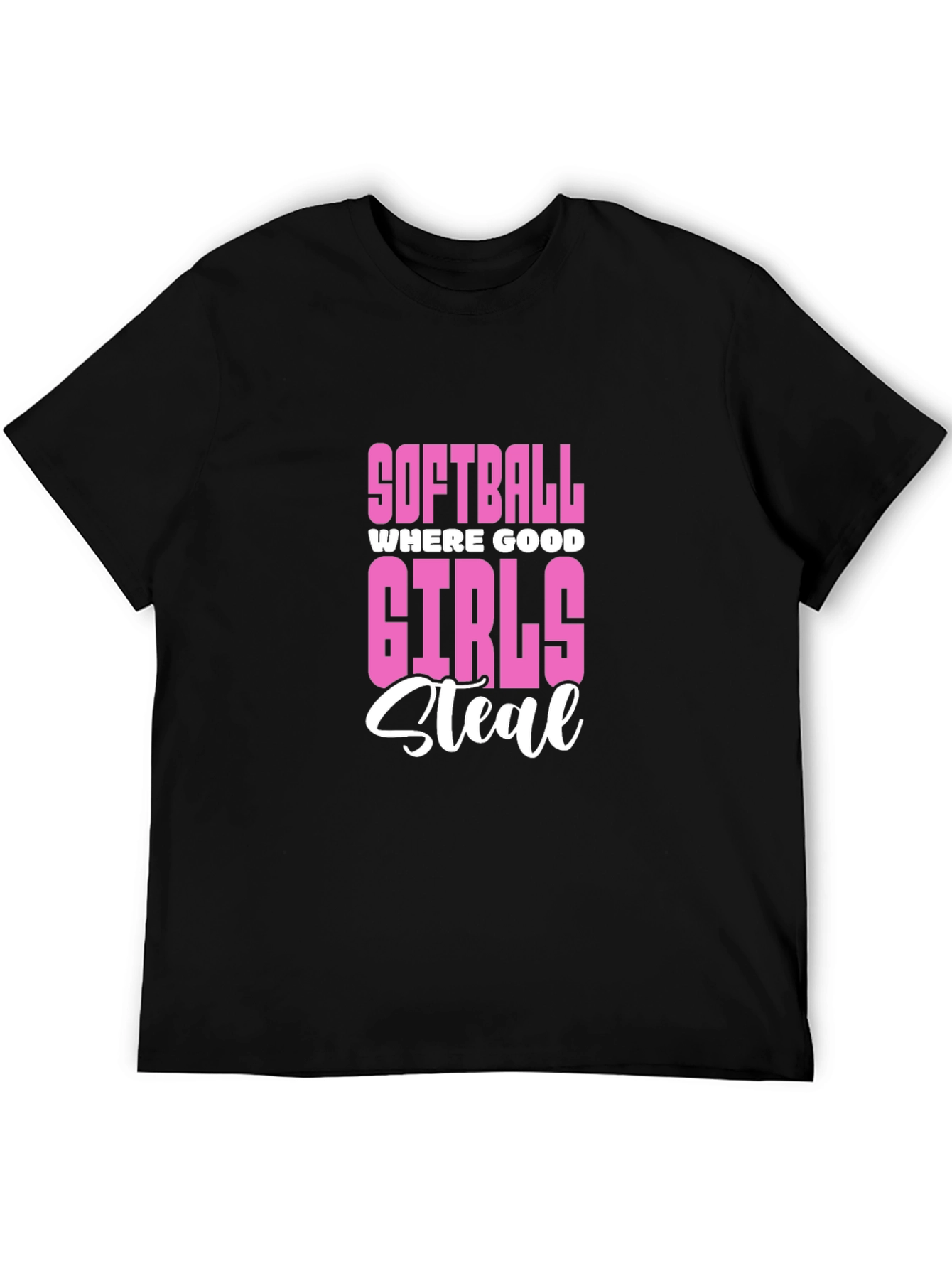 Softball Girls Steal Graphic Tee - Black