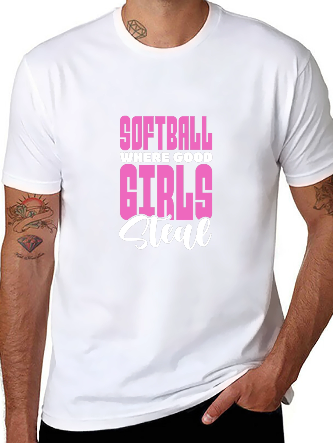 Softball Girls Steal Graphic Tee - Black