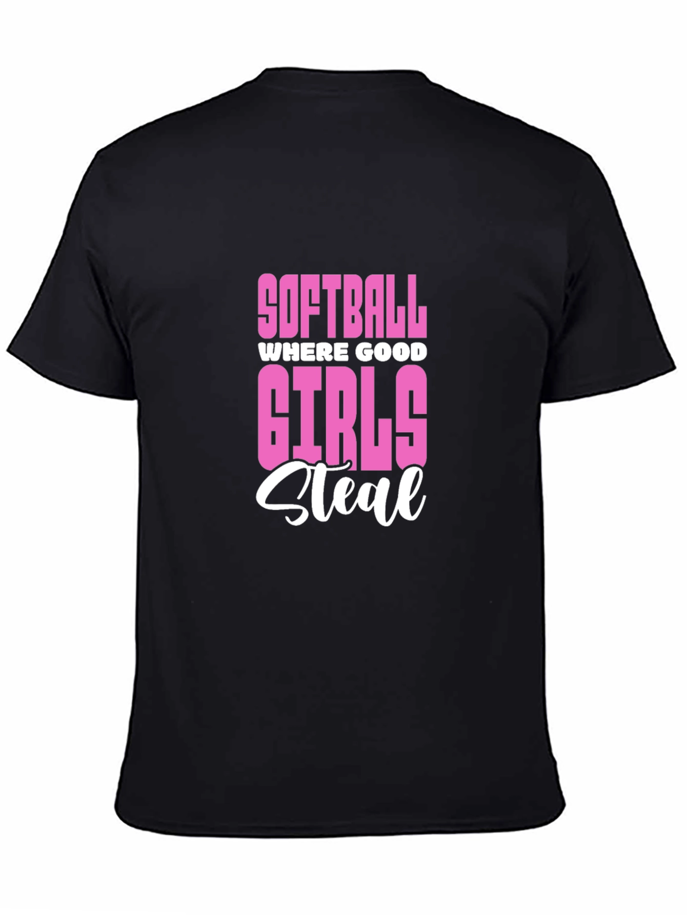Softball Girls Steal Graphic Tee - Black