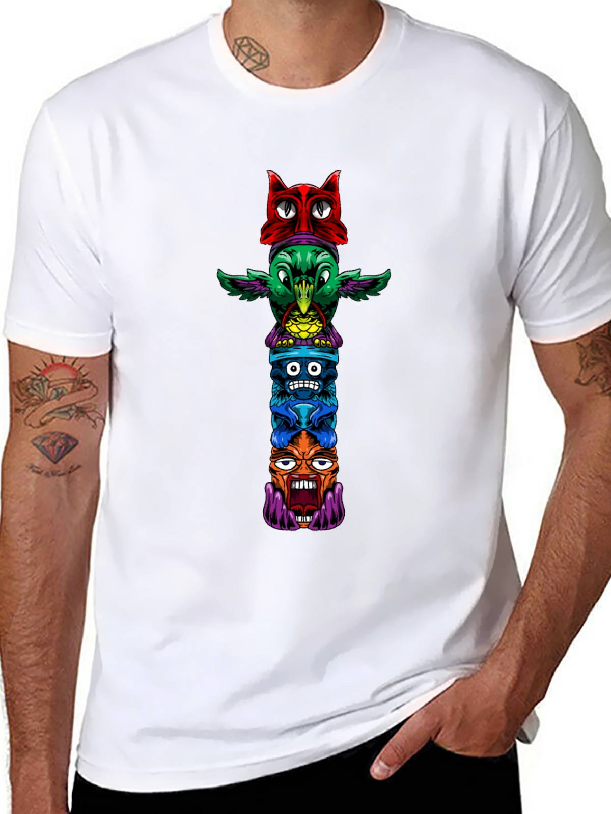 Funky Totem Pole Graphic T-Shirt