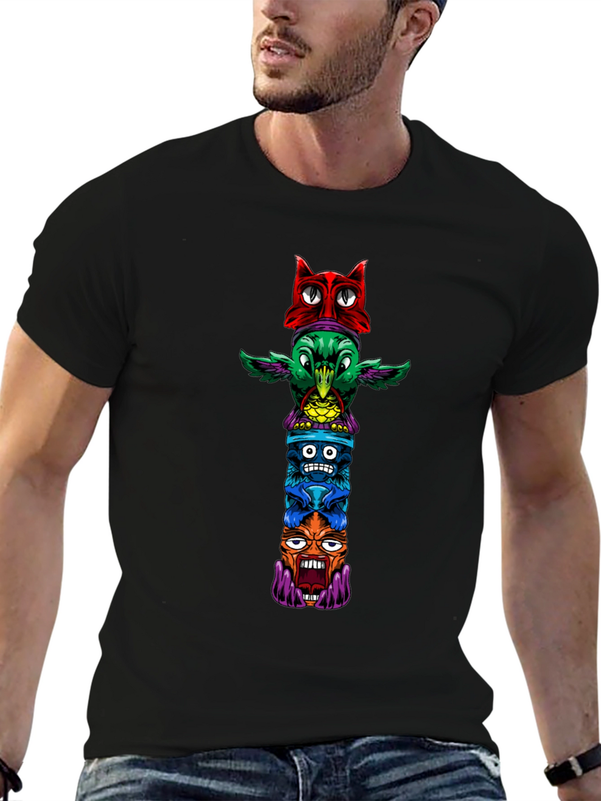 Funky Totem Pole Graphic T-Shirt