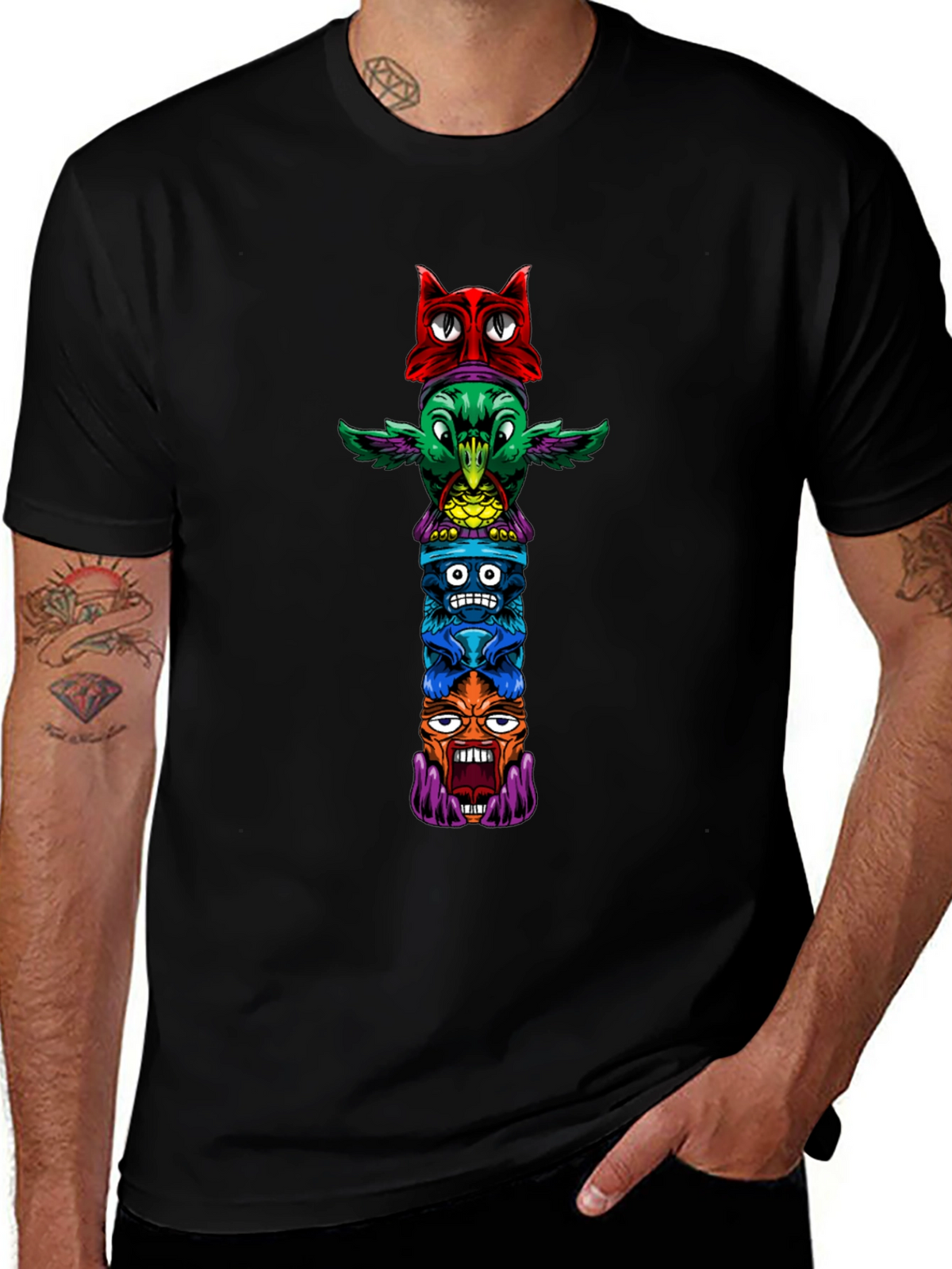 Funky Totem Pole Graphic T-Shirt