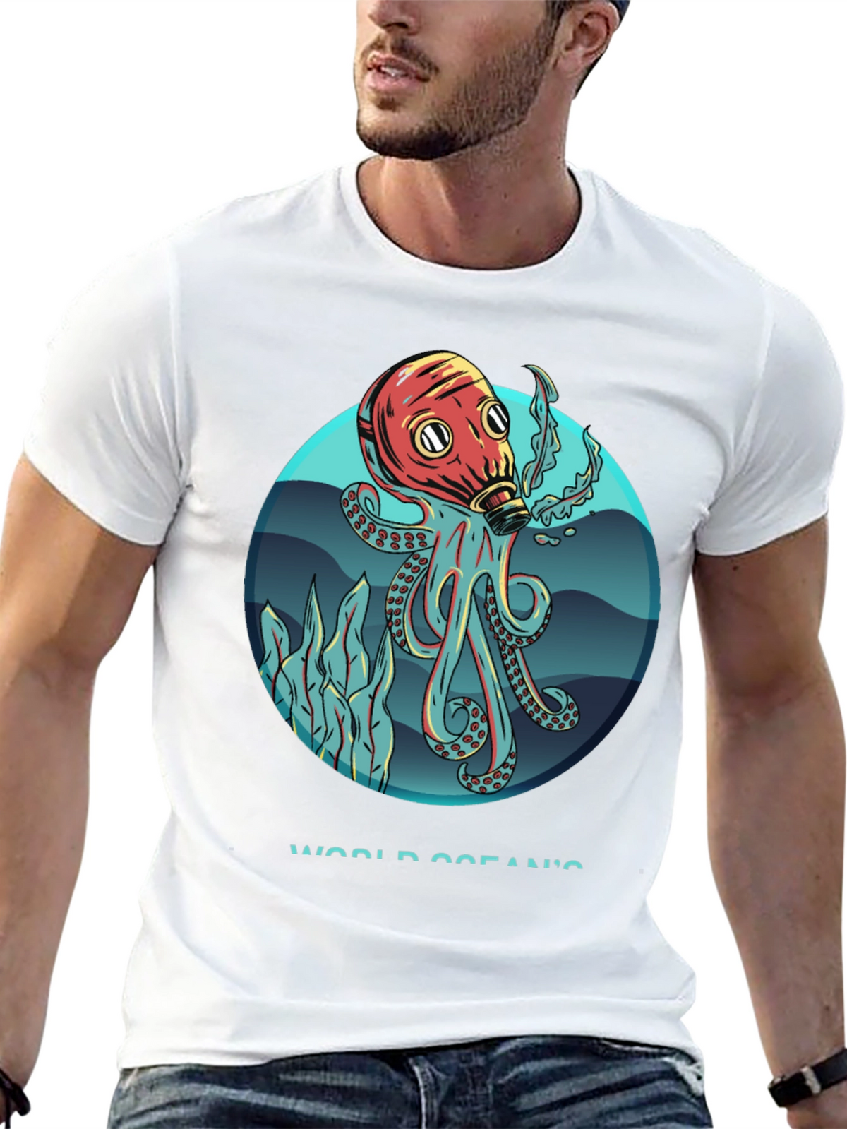 Octopus Gas Mask Graphic T-Shirt