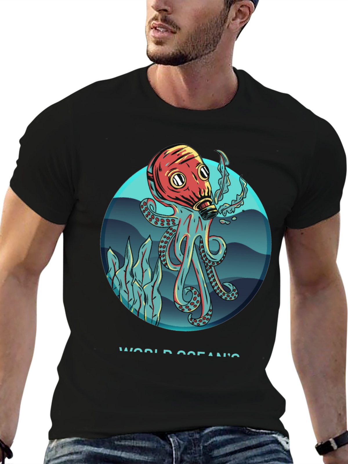 Octopus Gas Mask Graphic T-Shirt