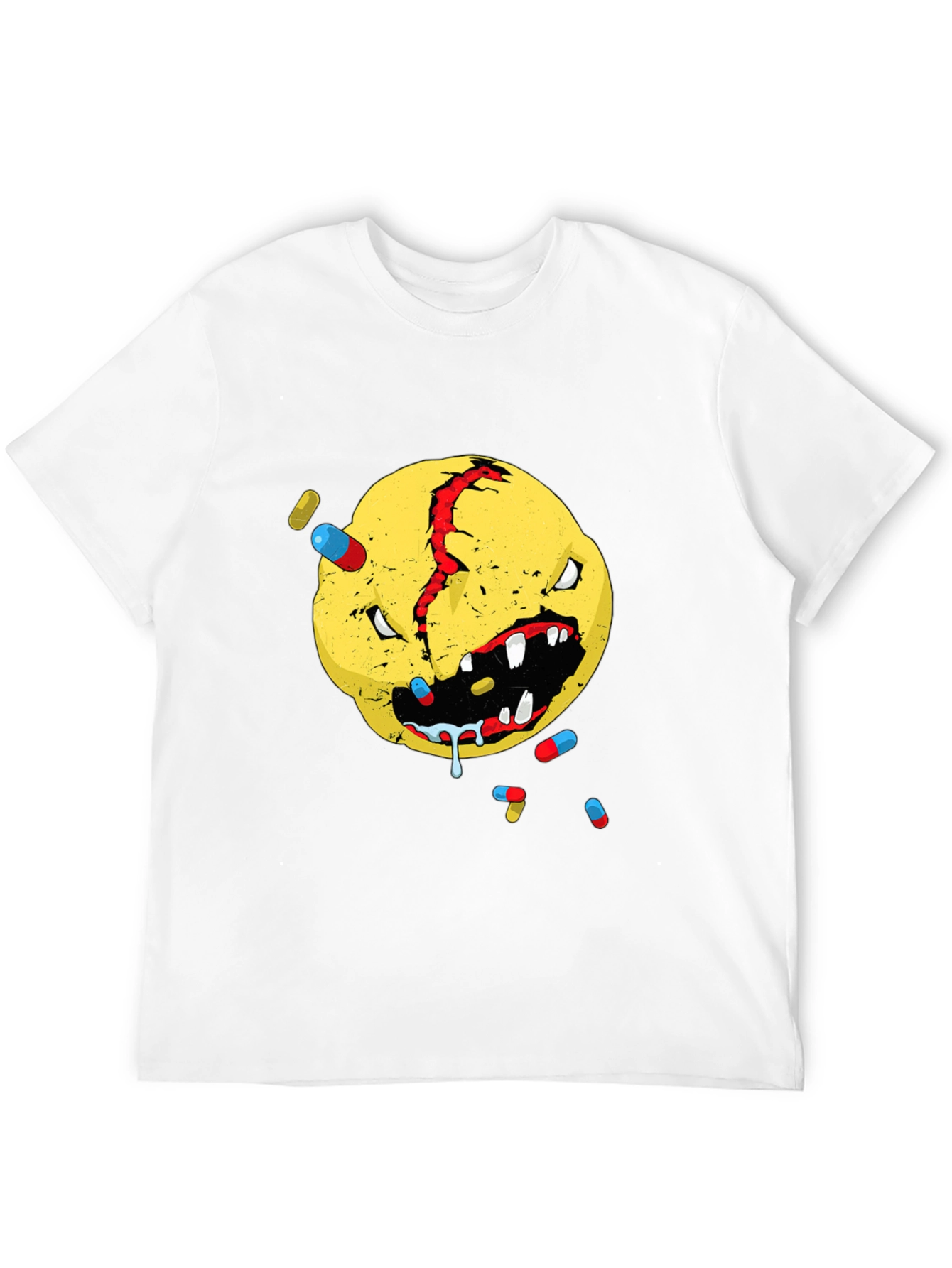 Distressed Smiley Face Graphic T-Shirt