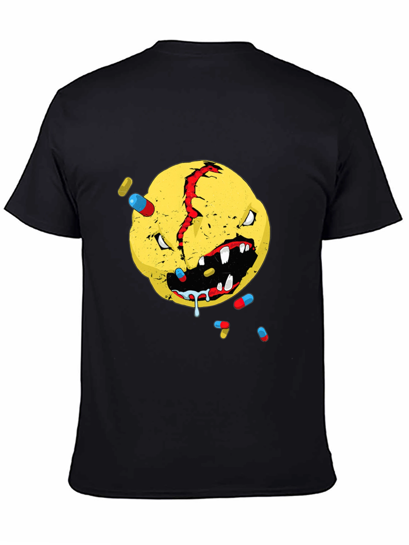 Distressed Smiley Face Graphic T-Shirt