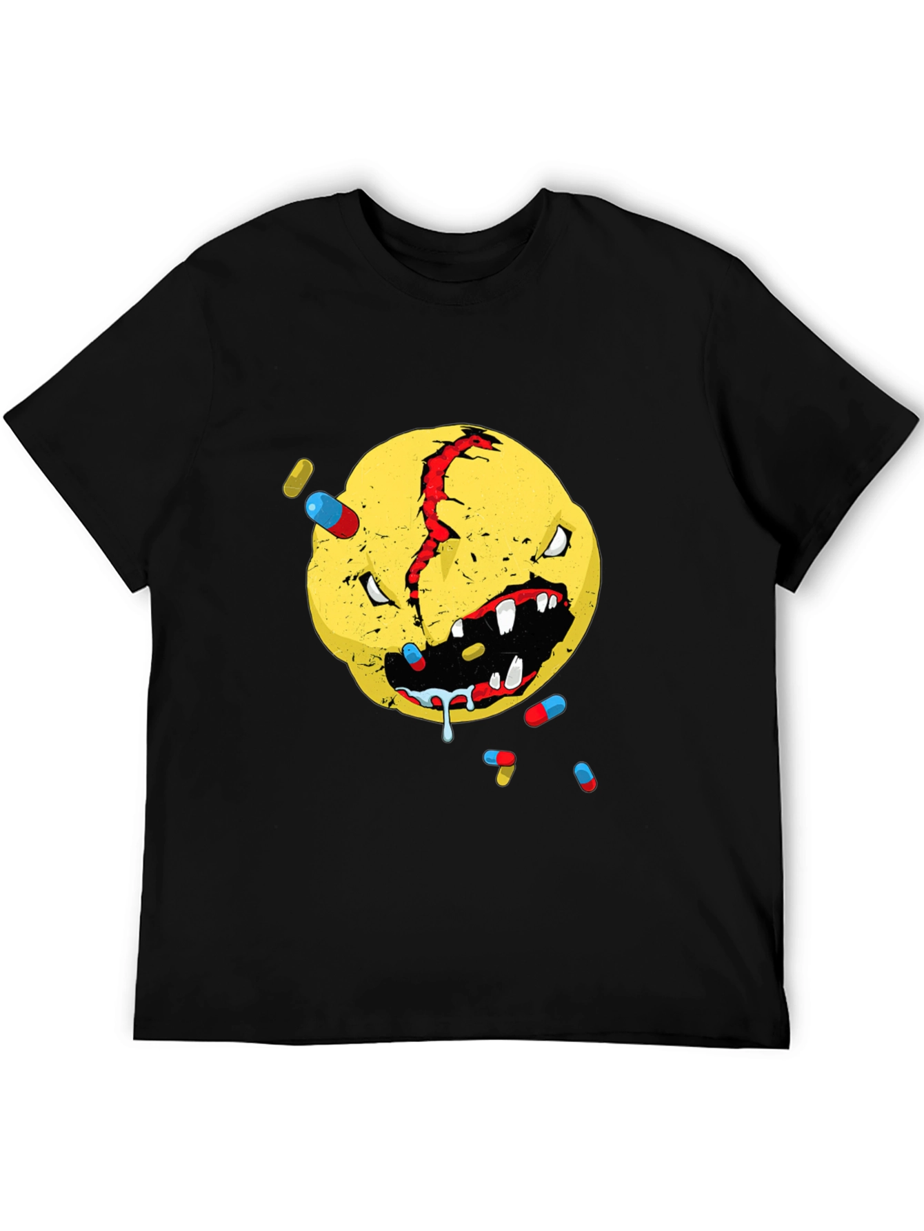 Distressed Smiley Face Graphic T-Shirt