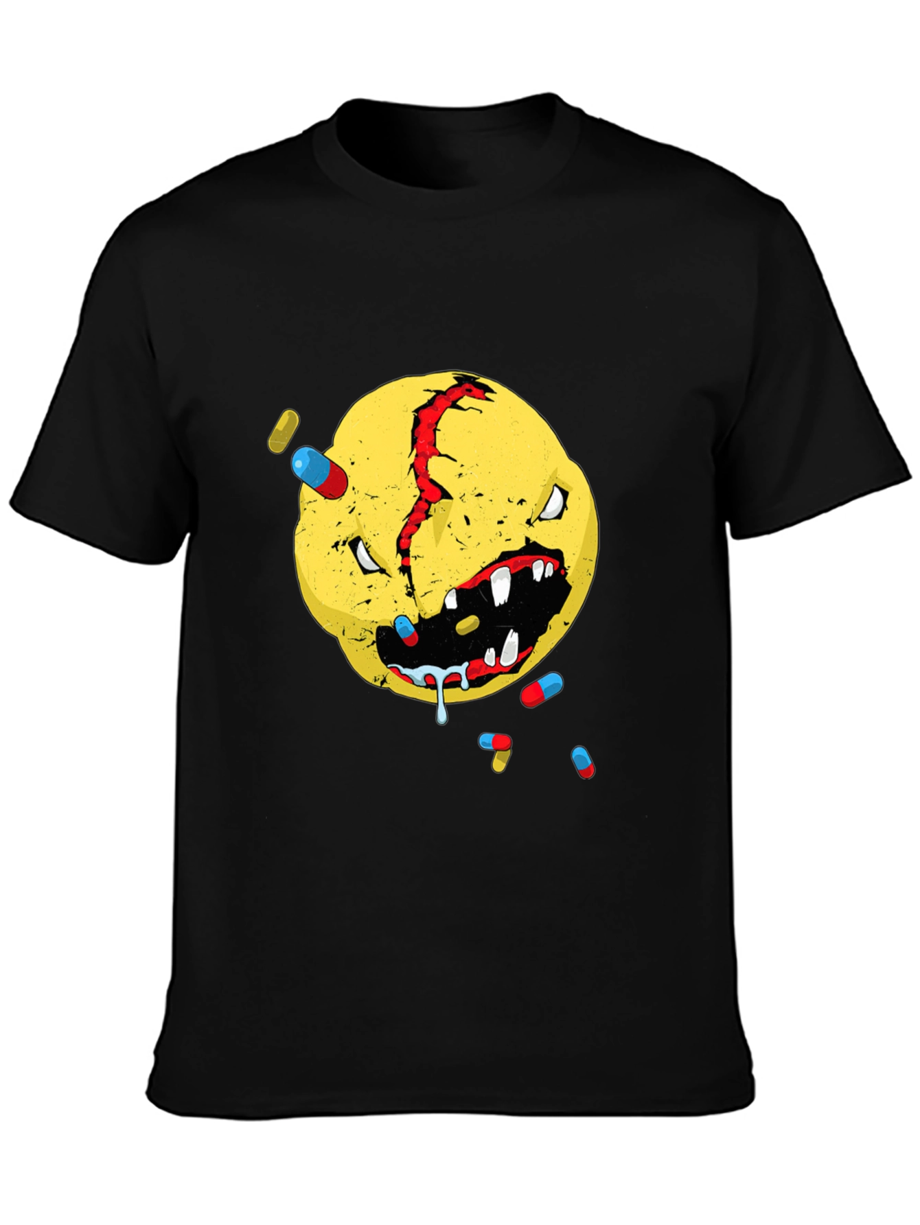 Distressed Smiley Face Graphic T-Shirt