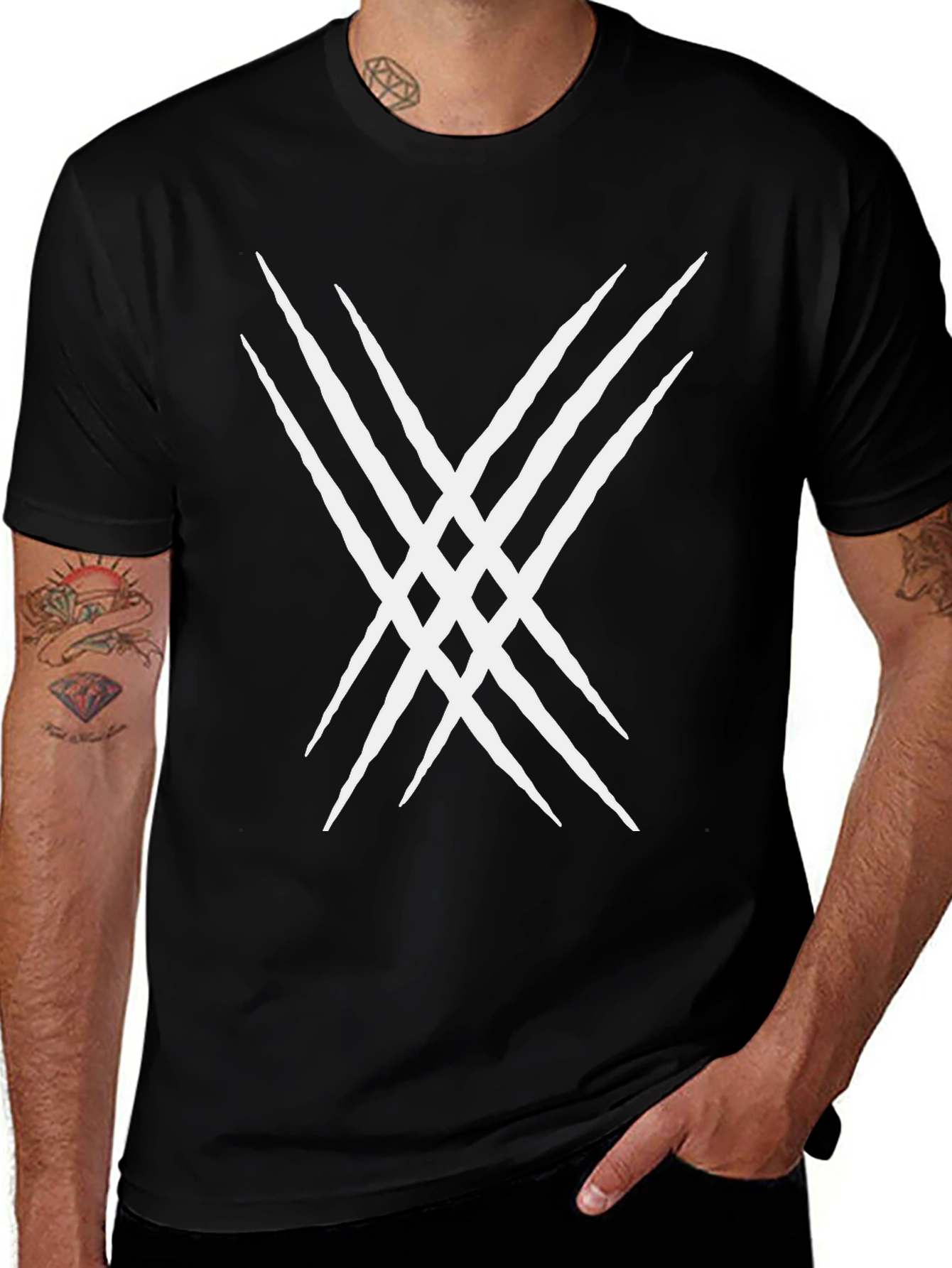 Claw Mark Graphic Tee - Black Cotton Blend
