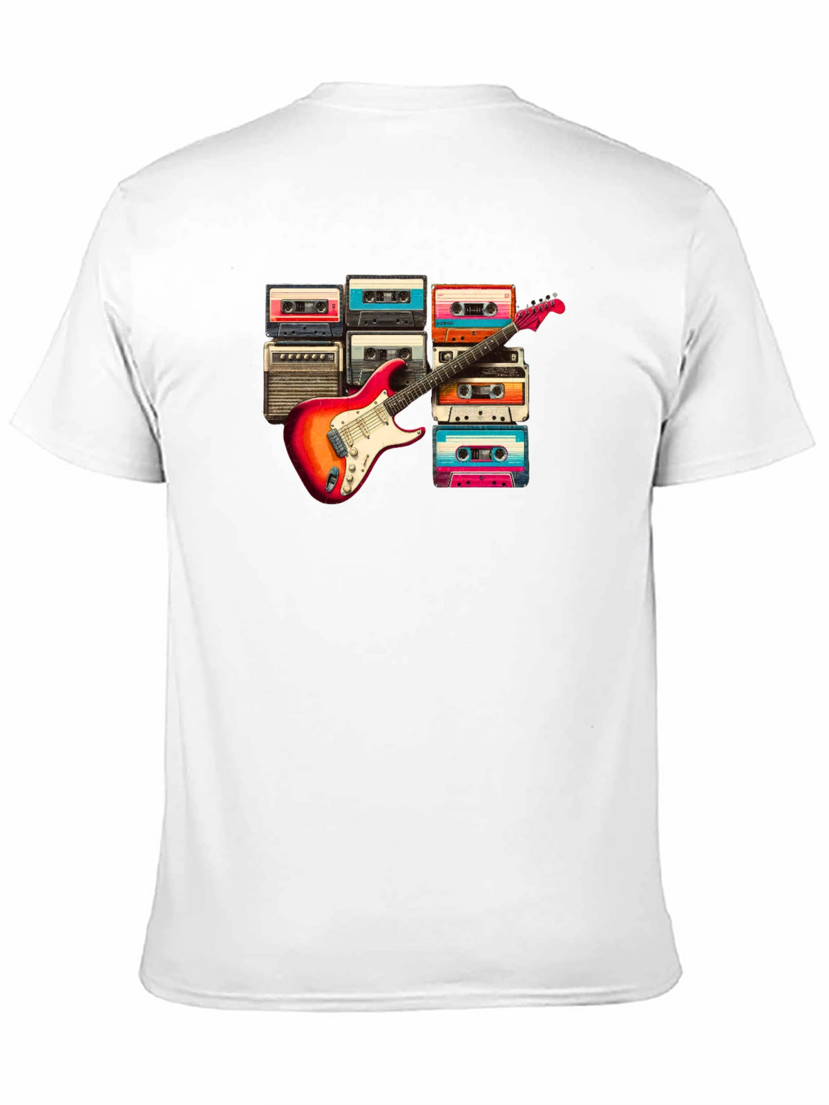 Retro Music T-Shirt - Guitar & Cassette Design