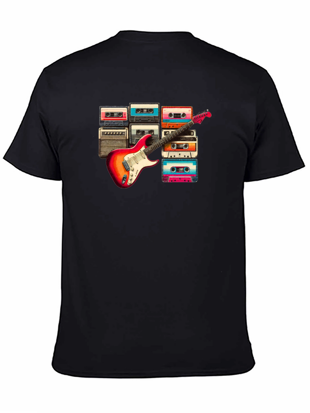 Retro Music T-Shirt - Guitar & Cassette Design