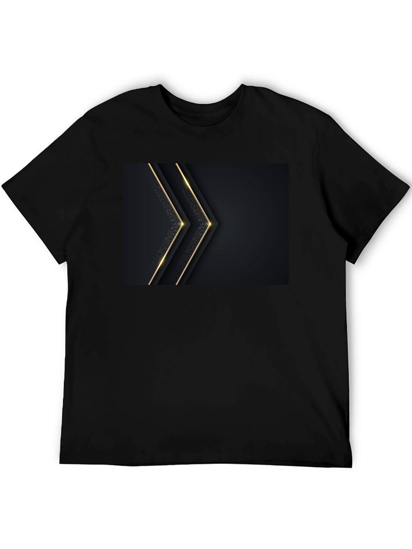 Sleek Black Tee with Gold Arrow Design