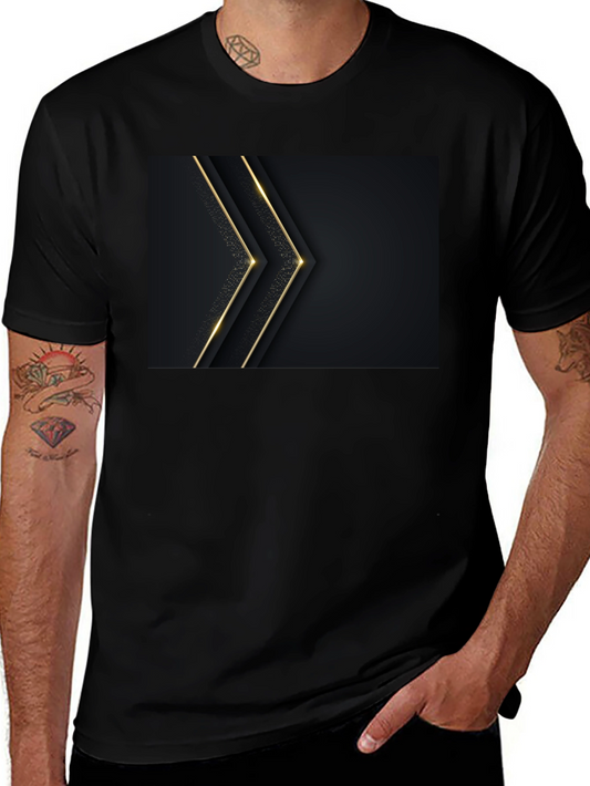 Sleek Black Tee with Gold Arrow Design